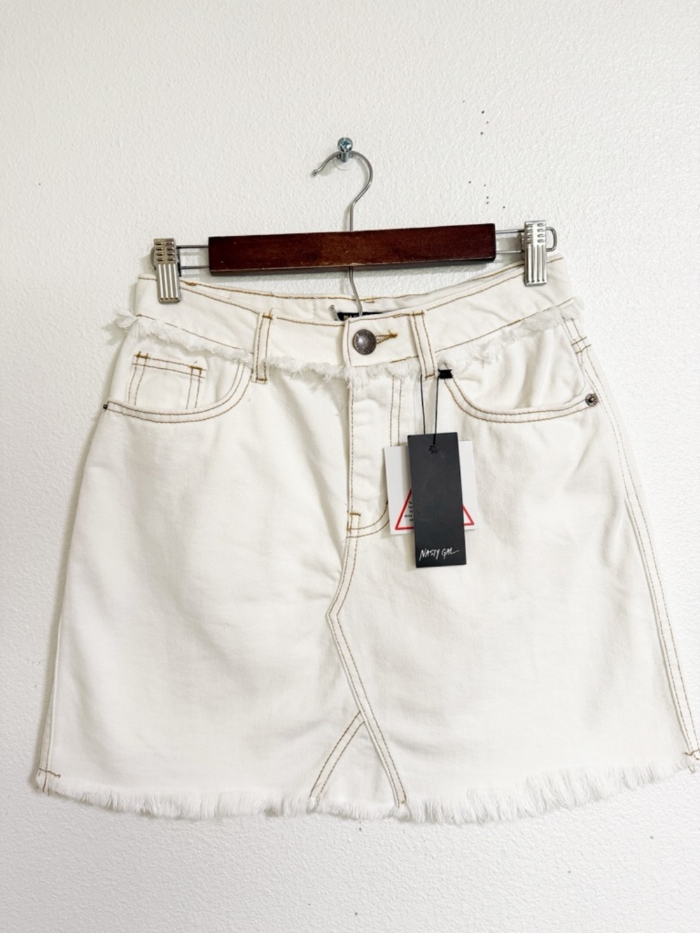 NEW Nasty Gal Raw Hem Denim Skirt